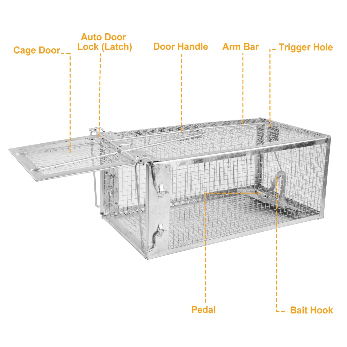 Humane Live Animal Trap, Galvanized Steel Mouse Cage Trap With Sensitive Gravity Pedal, Escape-Proof Design, Reusable Rodent Catcher For Home Yard Garage Restaurant