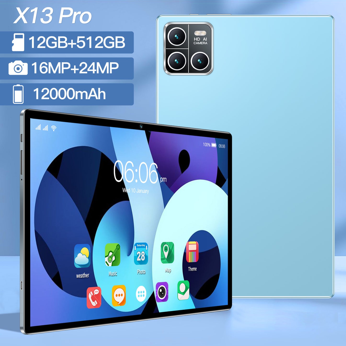 10 inch Tablet X13  Smart Android 14  Google  Bluetooth Calling