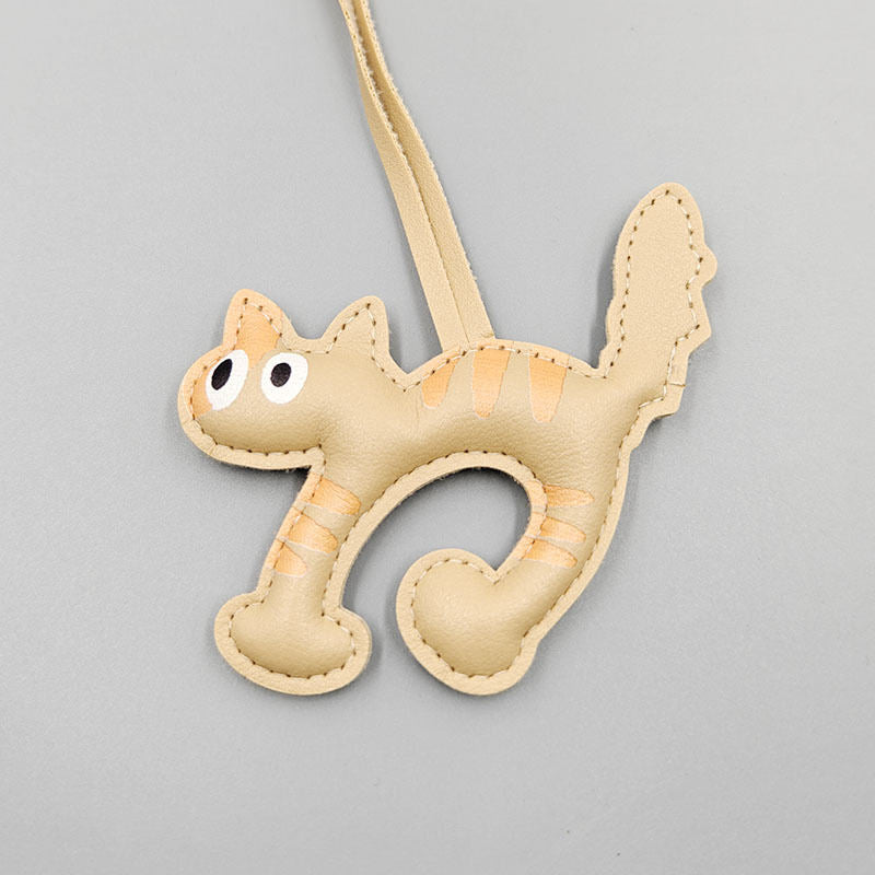 DIY Ornament Accessories Artificial Leather Kitten Car Hanging Keychain