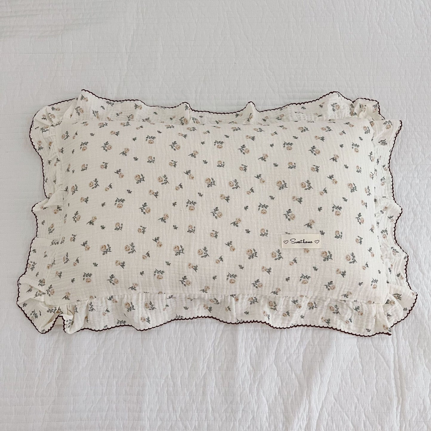 Korean-style Floral Cotton Gauze Pillowcase