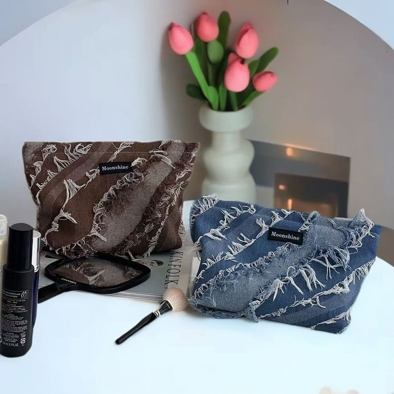 Denim Tassel Large-Capacity Storage Organizer Bag