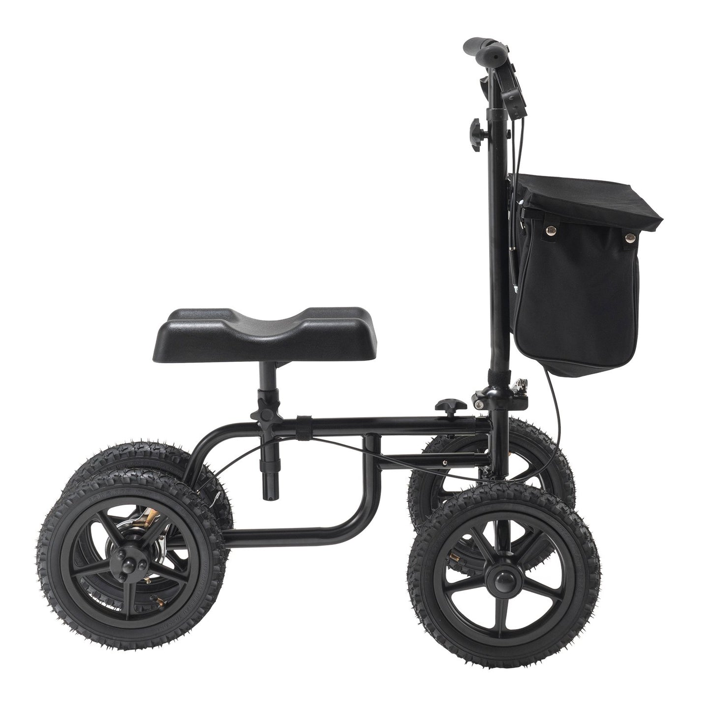 Folding Knee Scooter, Carbon Steel Steerable Knee Walker With Height-Adjustable Handlebar & Knee Pad, 12" All-Terrain Wheel, Dual Brakes, Leg Recovery Scooter For Injured Ankle Foot Knee, 350LBS