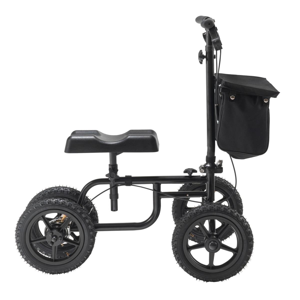 Folding Knee Scooter, Carbon Steel Steerable Knee Walker With Height-Adjustable Handlebar & Knee Pad, 12" All-Terrain Wheel, Dual Brakes, Leg Recovery Scooter For Injured Ankle Foot Knee, 350LBS