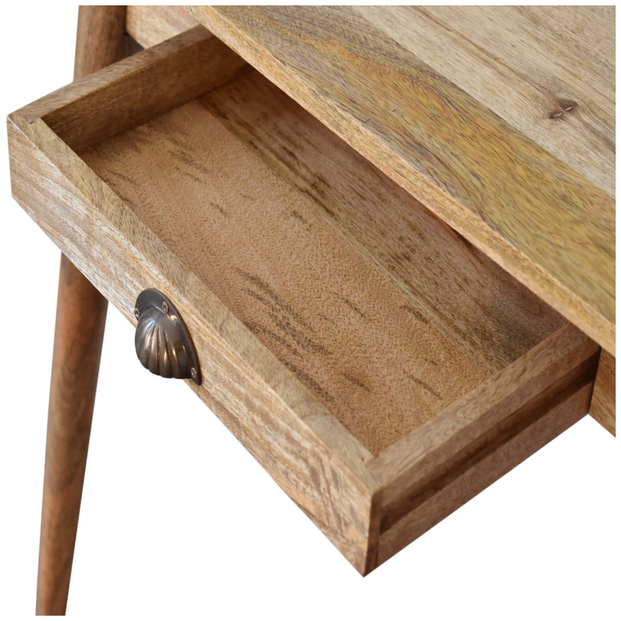 Solid Wood Mini Nordic Style Writing Desk, 1 Drawer, Brown