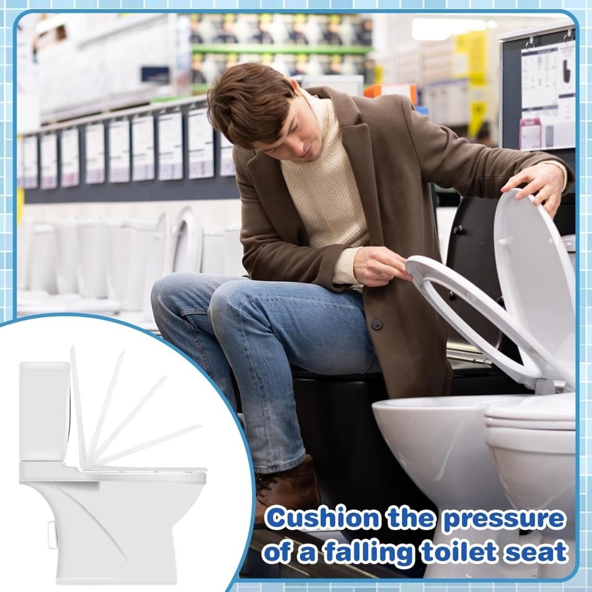 2-Piece Toilet Seat Hinge And Toilet Lid Mounting Set With Soft-Close Mechanism, Toilet Seat Repair Kit, Zinc Alloy Toilet Seat Hinge With Screws, Toilet Seat Accessories