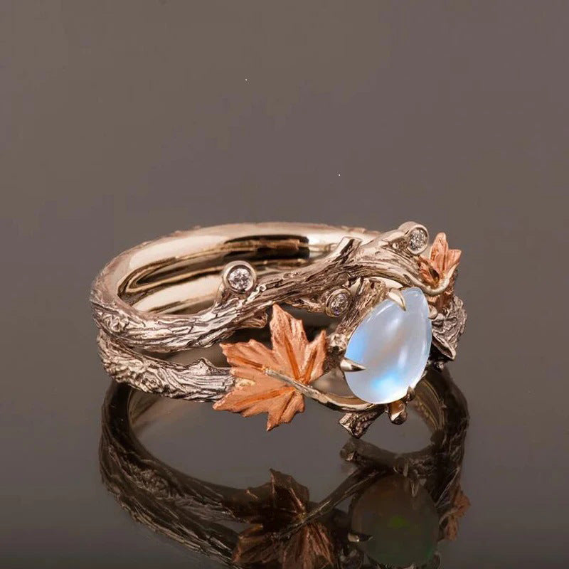 New Retro Golden Maple Leaf Ring, High-end Light Luxury Design, Women Finger Ring, Ideal Gift For Anniversary