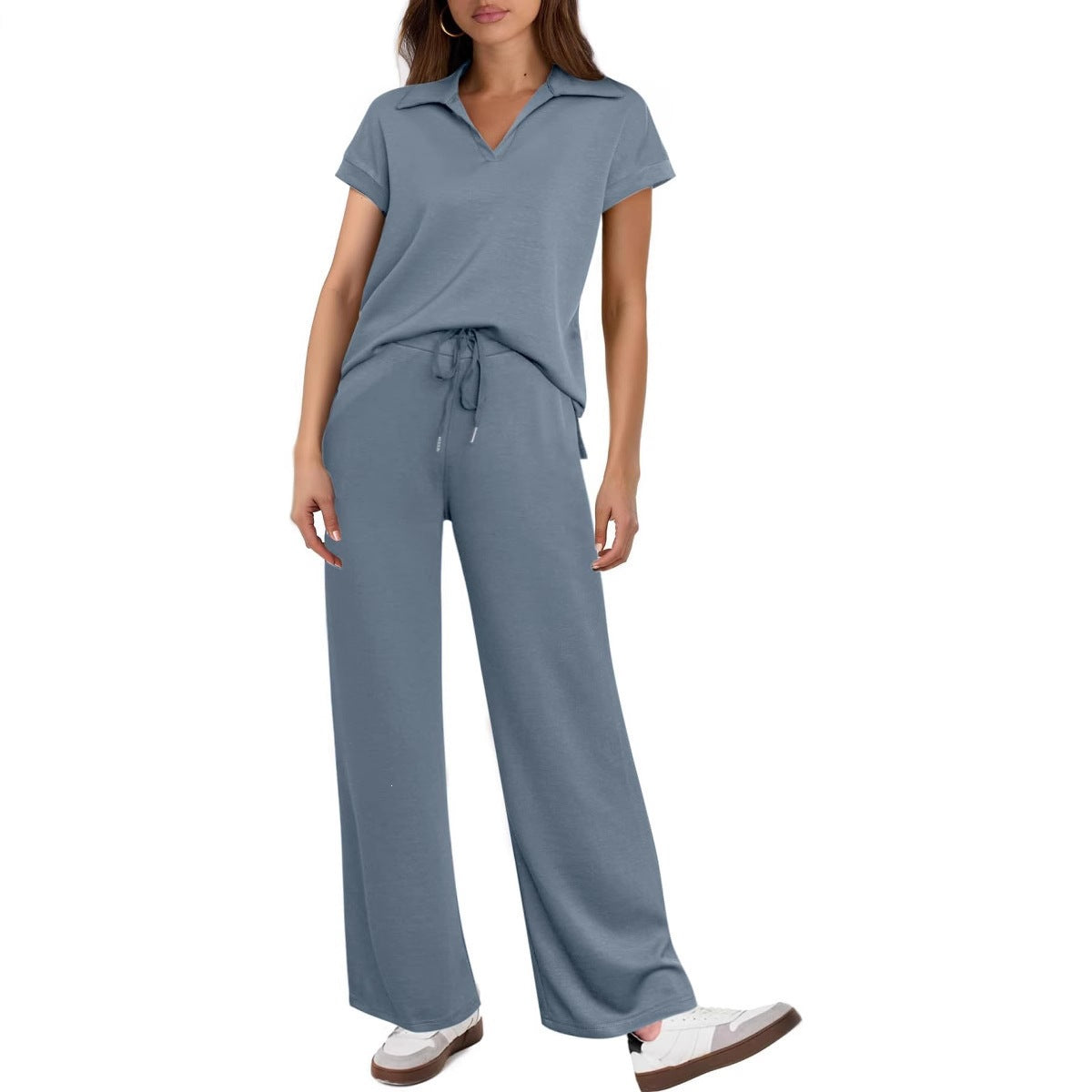 Women's Casual Fashion Solid Color Short Sleeved Set