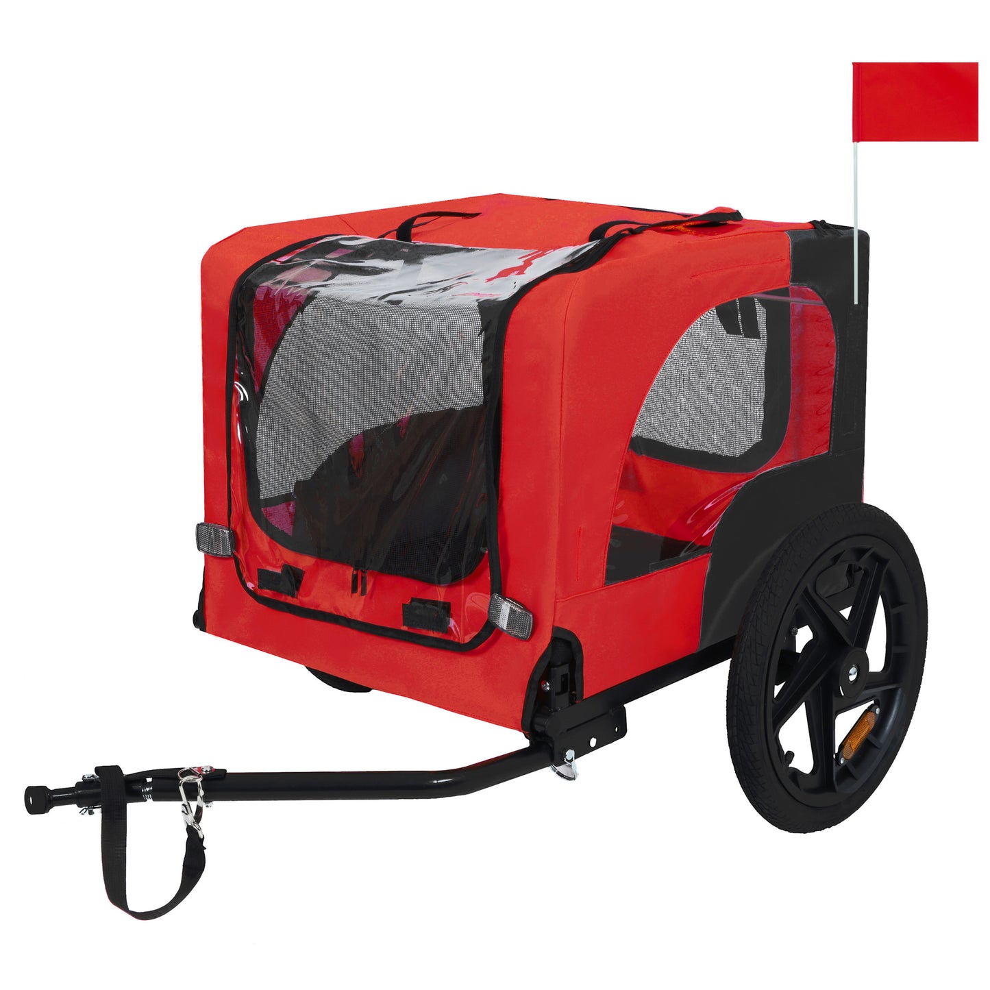 Pet Bike Trailer Dog Cart For Bicycle,Suitable For Small And Medium Pets, Easy Folding Cart Frame, Quick Release Wheel, Non-Slip Floor, Internal Leash
