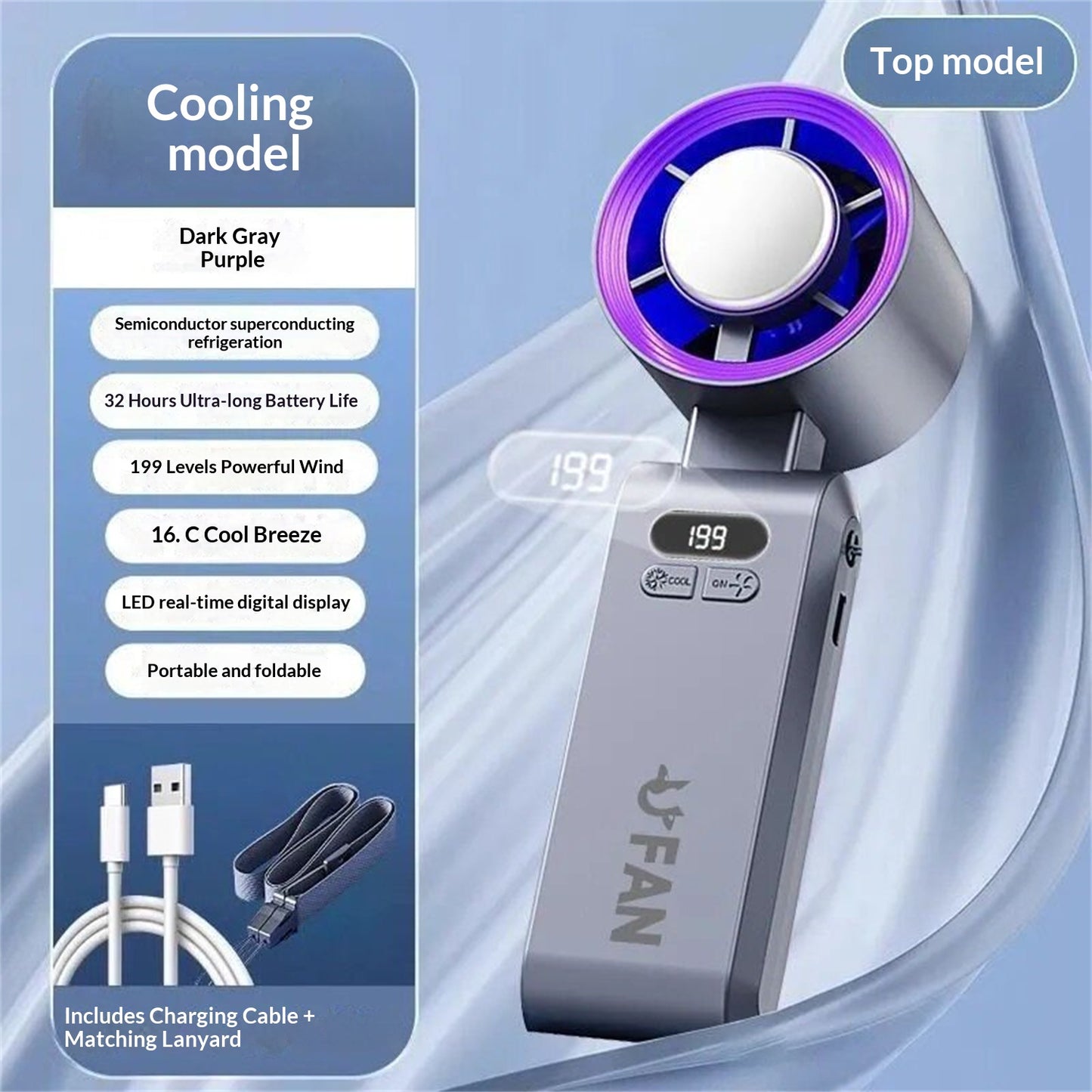 Ice Pack Refrigeration Charging Small Fan With Long Battery Life