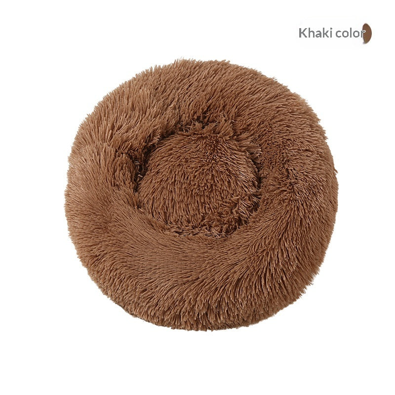 Round Plush Pet Bed, Winter Warmth For Dogs And Cats