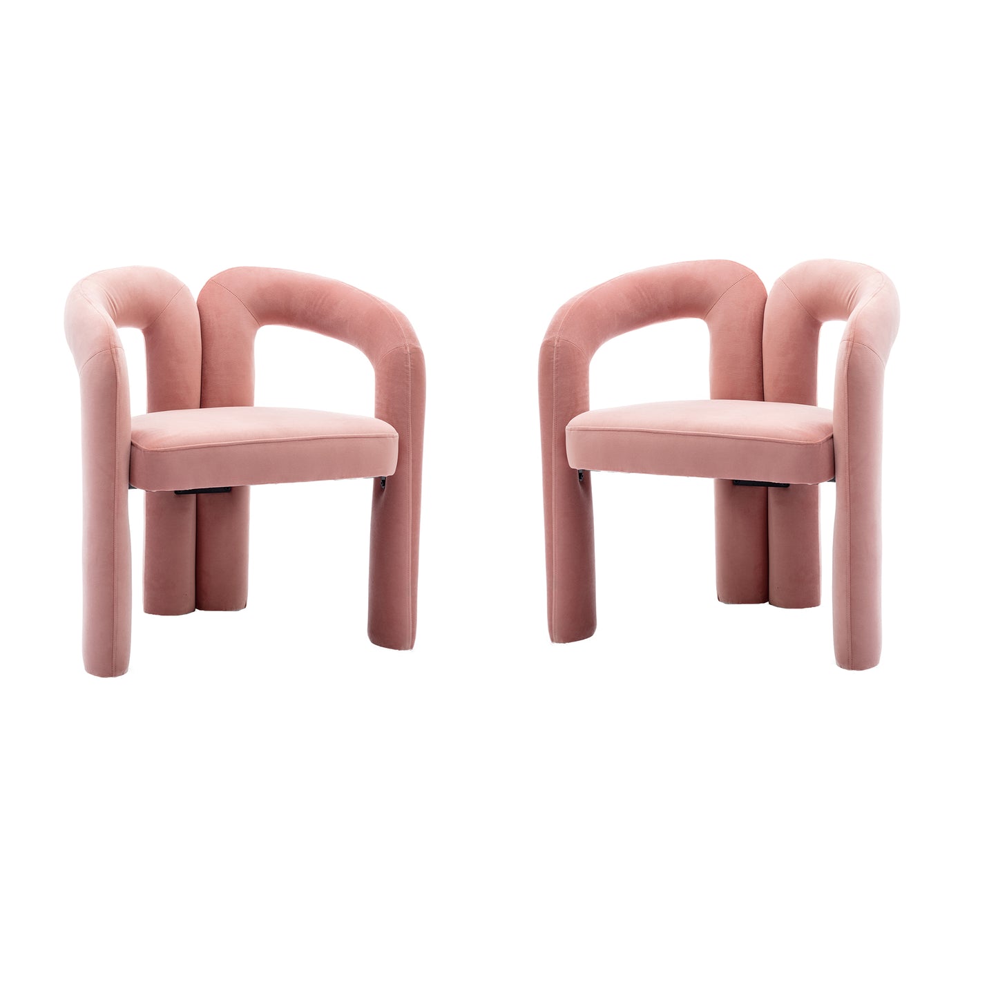 Contemporary Designed Velvet Fabric Upholstered Accent Dining Chair  Barrel Side Chairs Kitchen Armchair For Living Room Set Of 2   Velvet