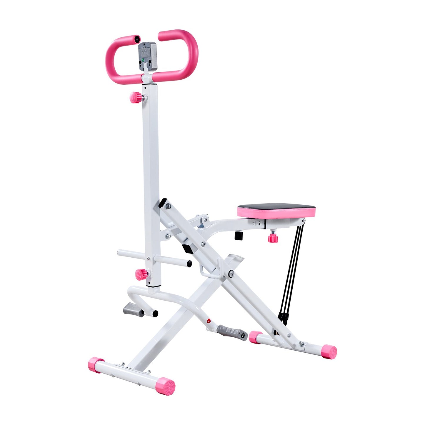 Squat Machine, Deep Squat Rowing Machine For Home, Easy Setup & Foldable Exercise Equipment, Glute Trainer Machine With 3 High-Strength Resistance Bands, Glutes & Leg Home Workout Machine, White