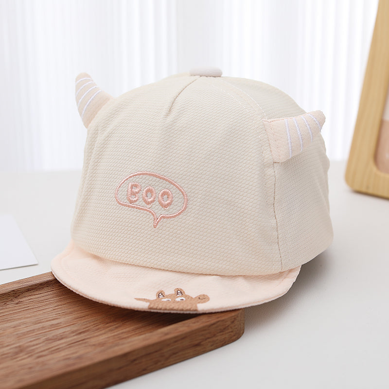 The New Boys And Girls' Horn-shaped Decorative Cartoon Monster Kids' Baseball Cap With A Cute And Casual Style Is Suitable For Babies Around 1 Year Old.