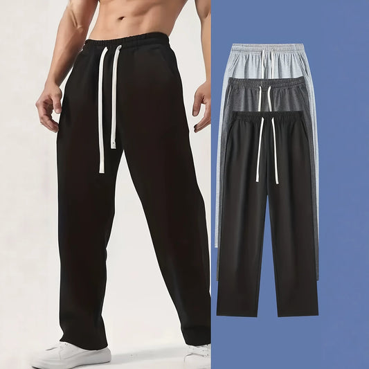 Mens Summer Outdoor Sports Solid-Color Pants With Multiple Pockets