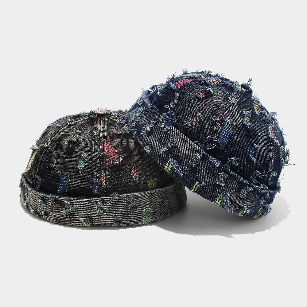 Summer Women's Distressed Denim Full-edge Frayed Hole Technique Adjustable Fashion Retro-style Country Hat Suitable For Outdoor Use