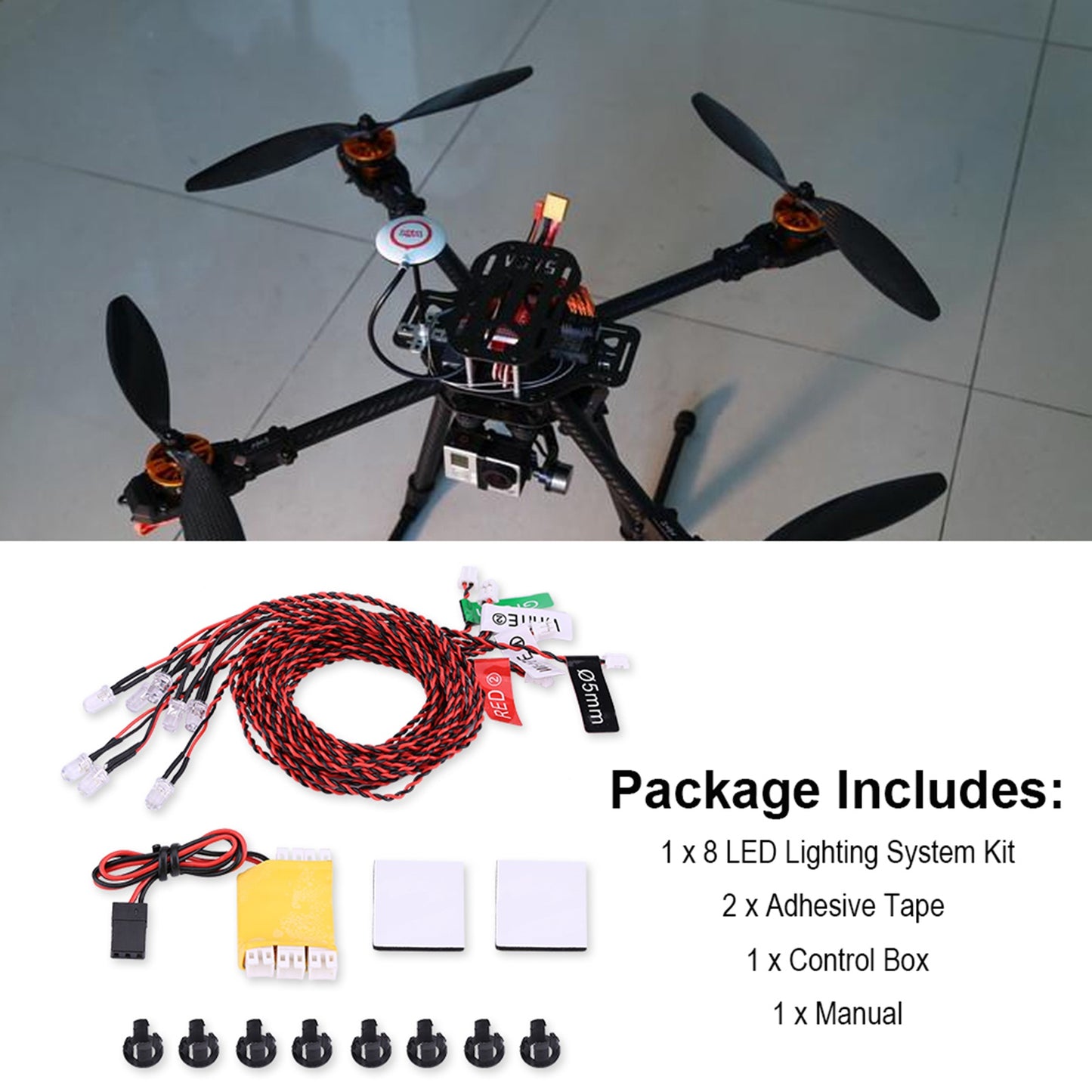 8 LED Lighting System Kit Simulation Flashing Lights For RC Airplane Helicopter