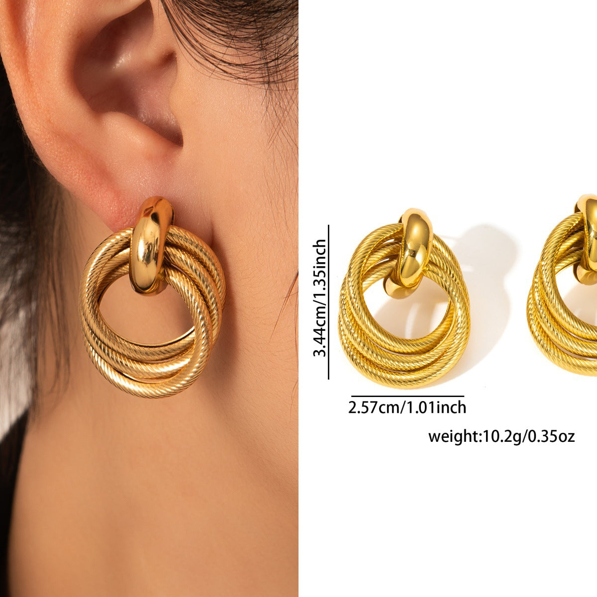 Minimal Niche Gold Titanium Steel Studs High-End Fashion Stainless Steel Earrings