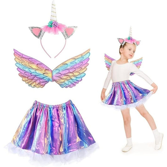 -Party Gifts: Purple Unicorn Costume, Sheer Dress, Sparkly Christmas Headband, Carnival Role-Playing Birthday Party