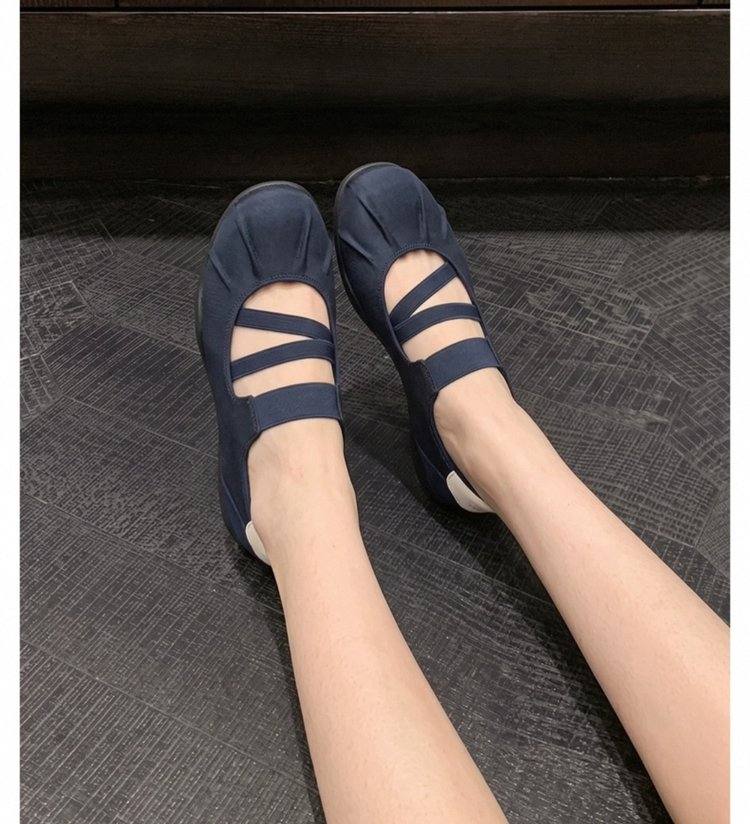 Women Summer New Flat Soft Leather Mary Janes, Versatile Hollow Out Shallow Mouth Ballet Style Casual Flats