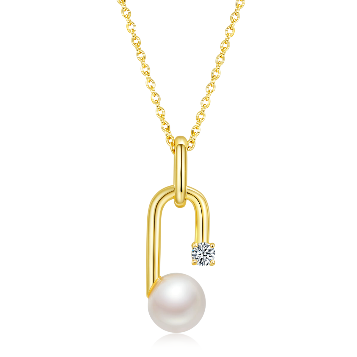 S925 Sterling Silver Natural Freshwater Pearl Necklace 45cm U-Shape Geometric Design 3 Colors Available Gift Box 3.6g
