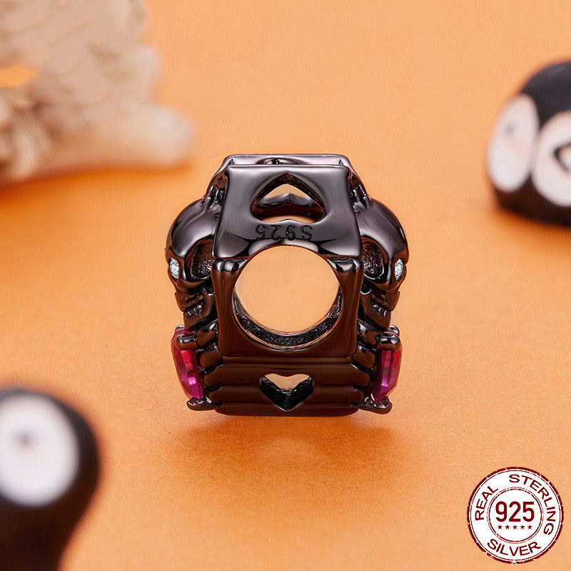 Halloween Than Heart Skull Bead Accessories Funny Festival S925 Silver