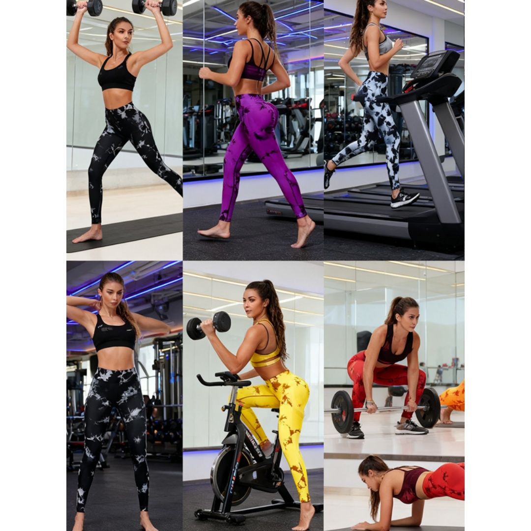 Self Pickup Only - Yellow  Four Seasons Printed Nine Point Sports Yoga Pants