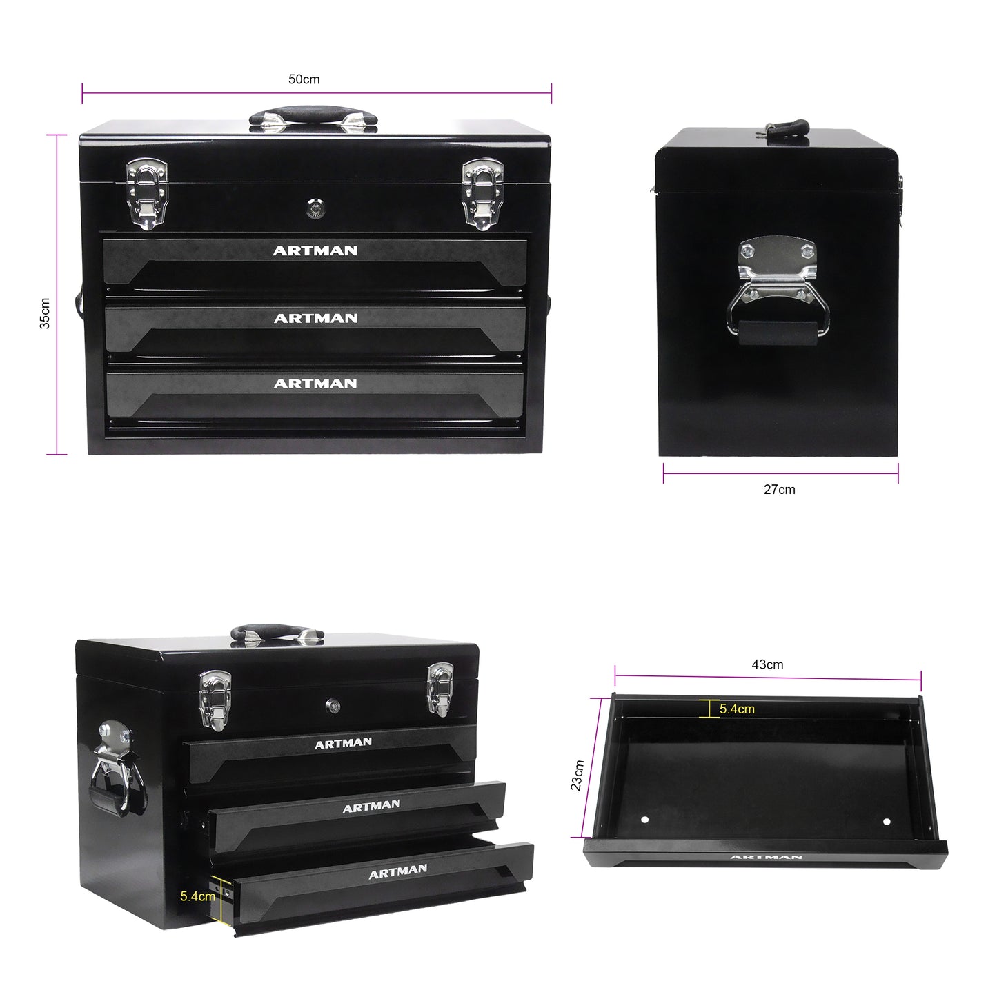 20in Portable Three-layer Clay Box, Four-tier Tools, Metal Latches, Top Cargo Space And Other Accessories. They Are Suitable For Garages, Apartments Or Work Tables.