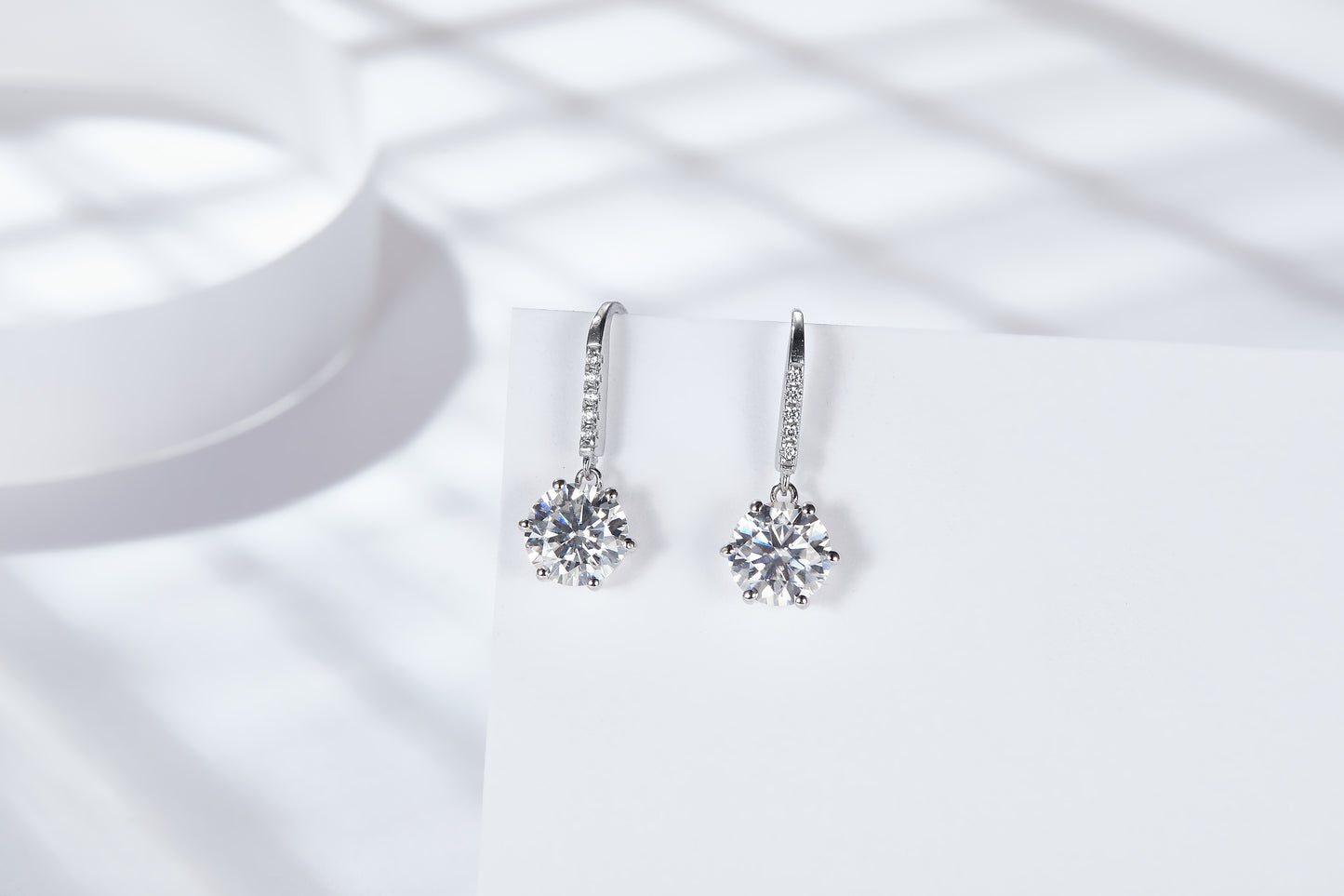 S925 Sterling Silver 0.5CT Or Moissanite Dangle Earrings  Platinum Plated Long Hook Drop Earrings With GRA Certificate Classic Jewelry Gift Box Set For Women