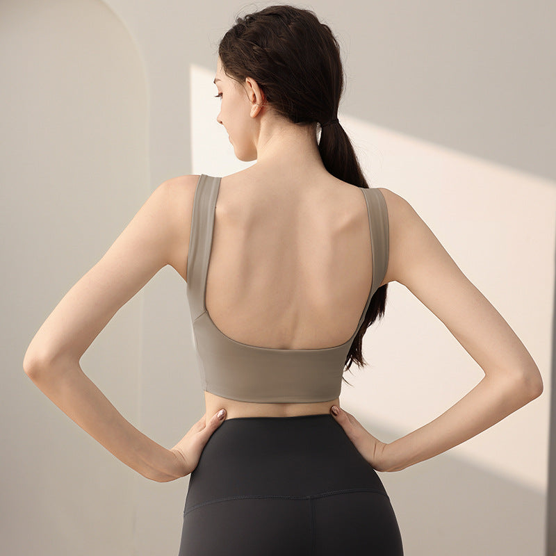 Yoga Clothes Sports Underwear Vest With Chest Pad One-piece Cup U-shaped Beauty Back Sling