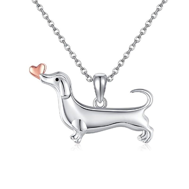 Accessories Two-color Cute Sausage Dog Heart Necklace