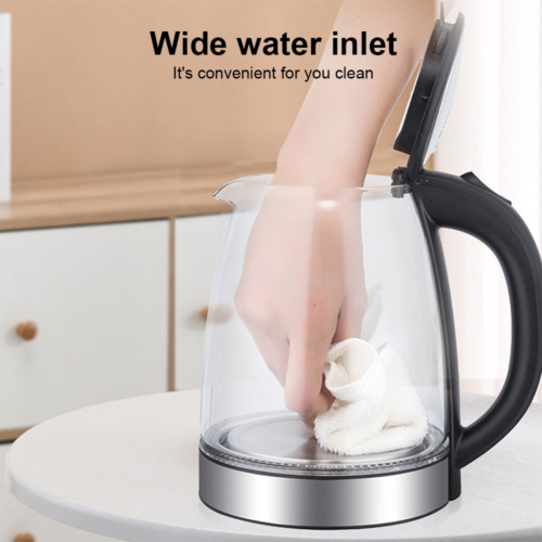 Stainless Steel Glass Electric Kettle 360  Rotation LED Light Kitchen Water Jug