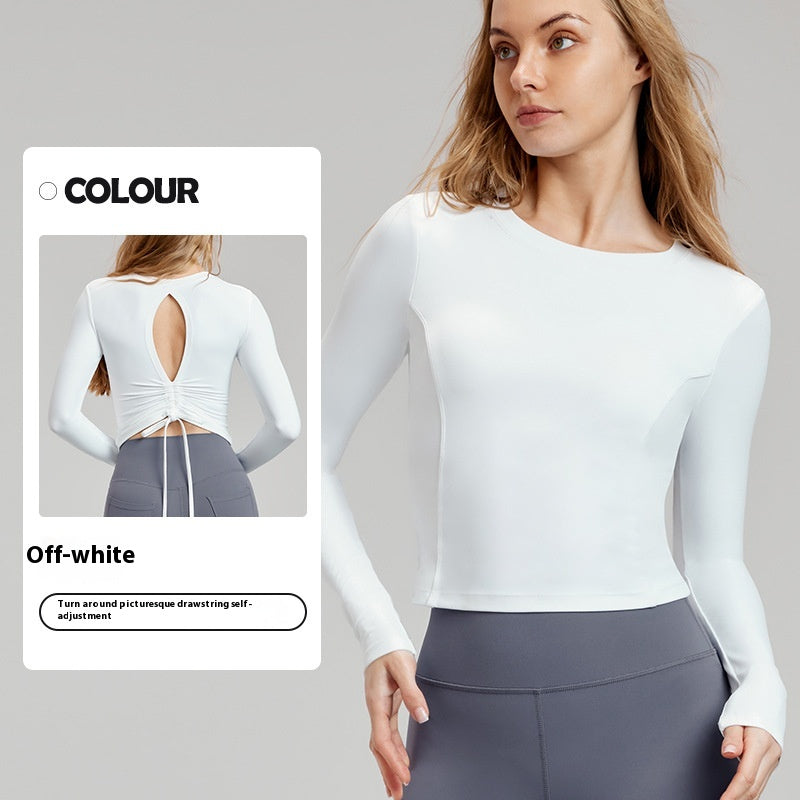 Yoga Clothes Long Sleeve Women's High-grade Hollow-out Beauty Back Sports Belt Chest Pad