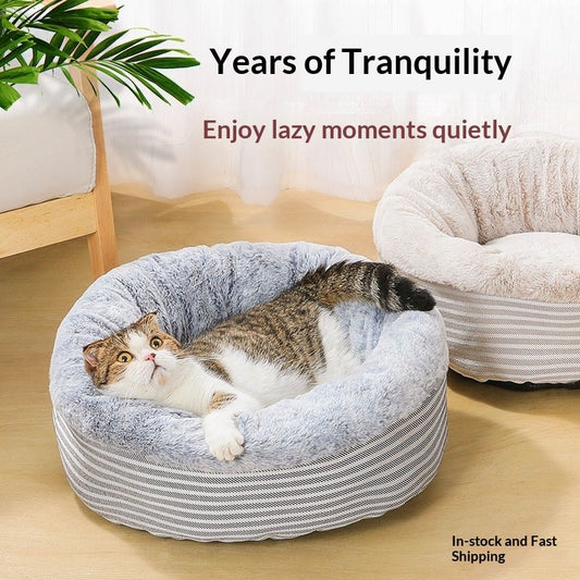 Winter Warm Semi-Enclosed Cat House Cat Mat Deep-Sleep Dog Bed Universal For All Seasons Pet Use