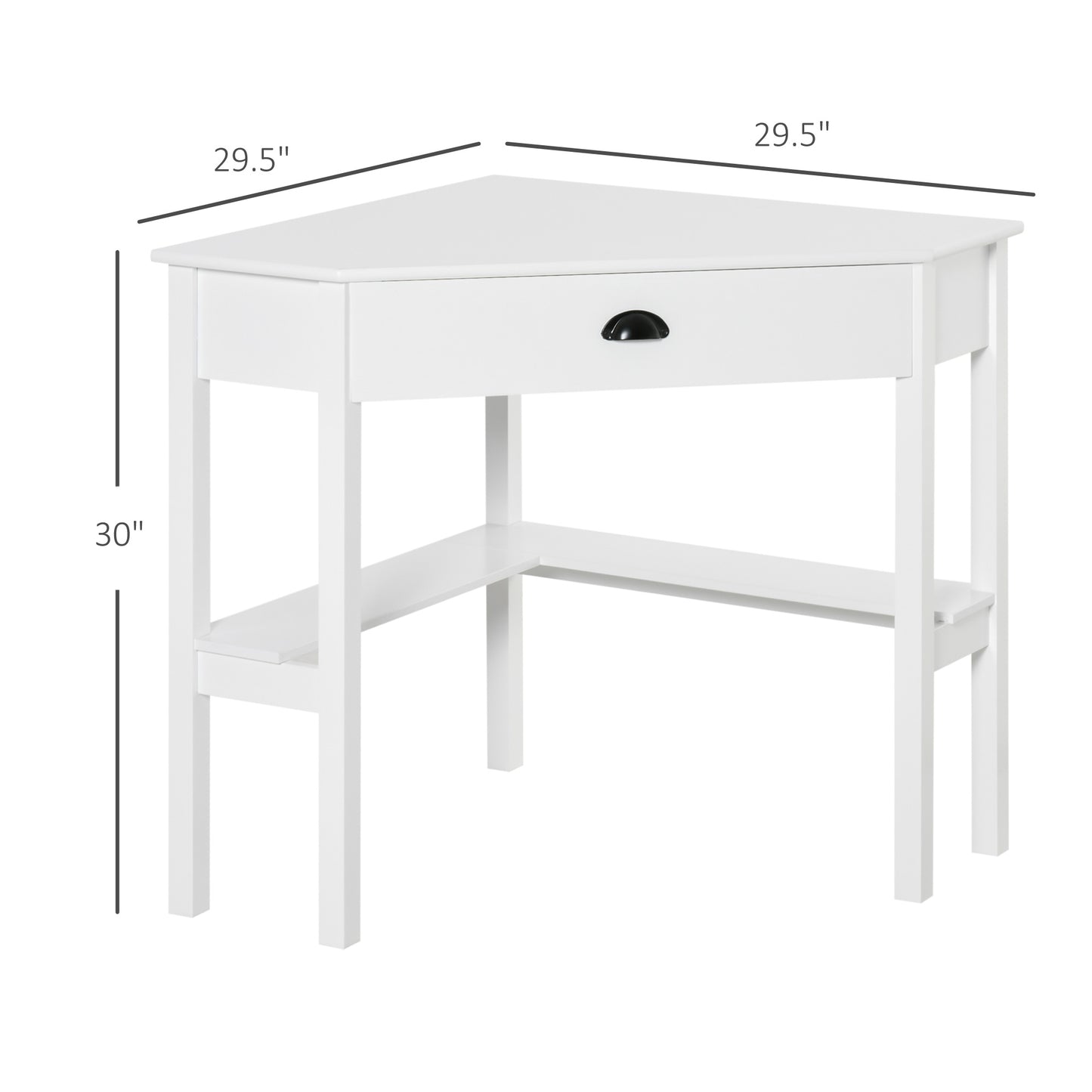 Corner Desk, Triangle Computer Desk with Drawer and Storage Shelves for Small Spaces, Home Office Workstation for Living Room, or Bedroom, White