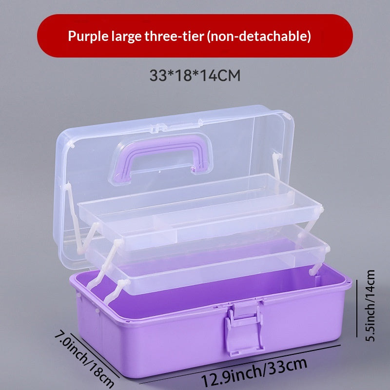 Three-tier Portable Storage Box For Art Supplies