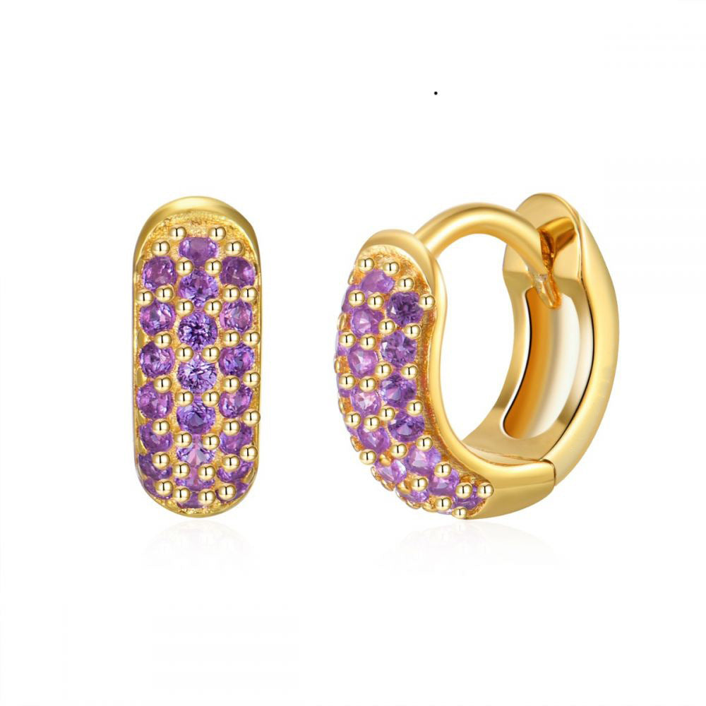 Color Zircon Ear Studs Popular Fashion Best-seller