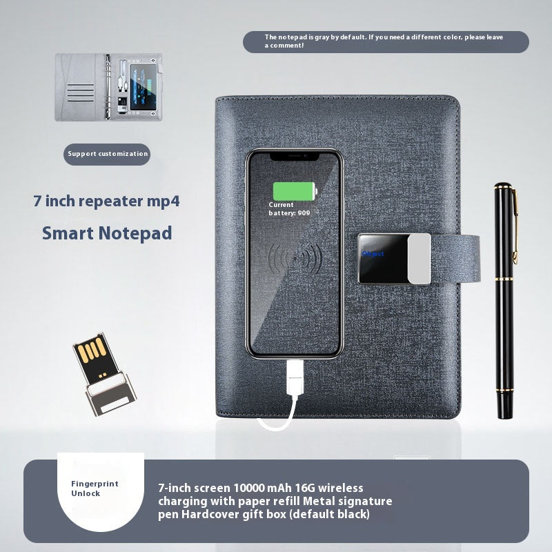 Multifunctional Video Playback Notebook Fingerprint Lock Wireless Charging Notepad