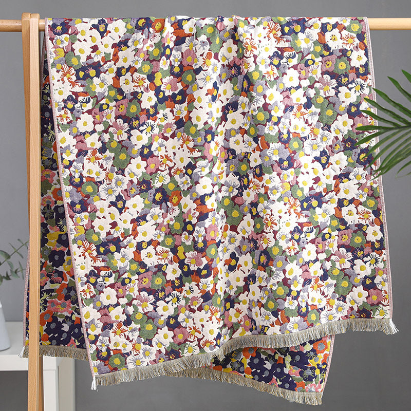 Pure Cotton Gauze Absorbent Tassel-edged Cotton Bath Towel