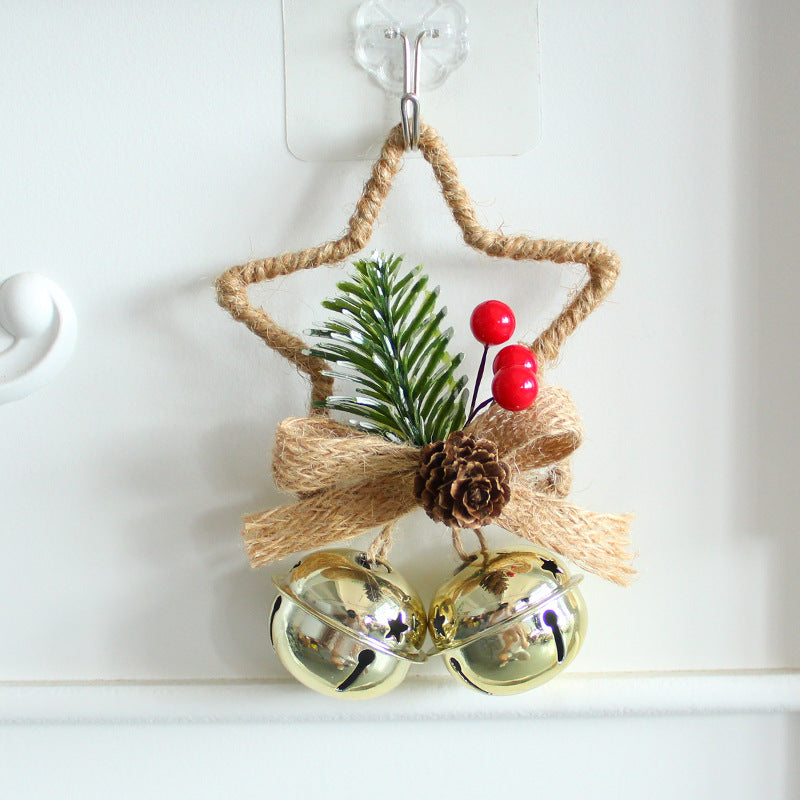 Christmas Five-pointed Star Bell Accessories Pendant Christmas Tree Ornament For Christmas Party DIY