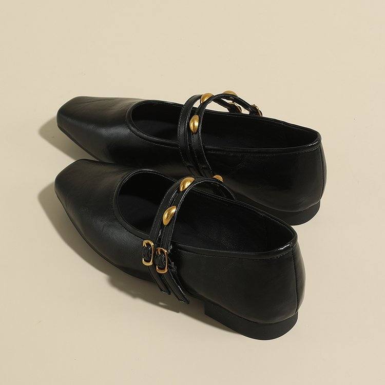 Women Retro Square Toe Mary Janes, New Summer Elegant Style Low Heel Shallow Mouth One Strap Pumps