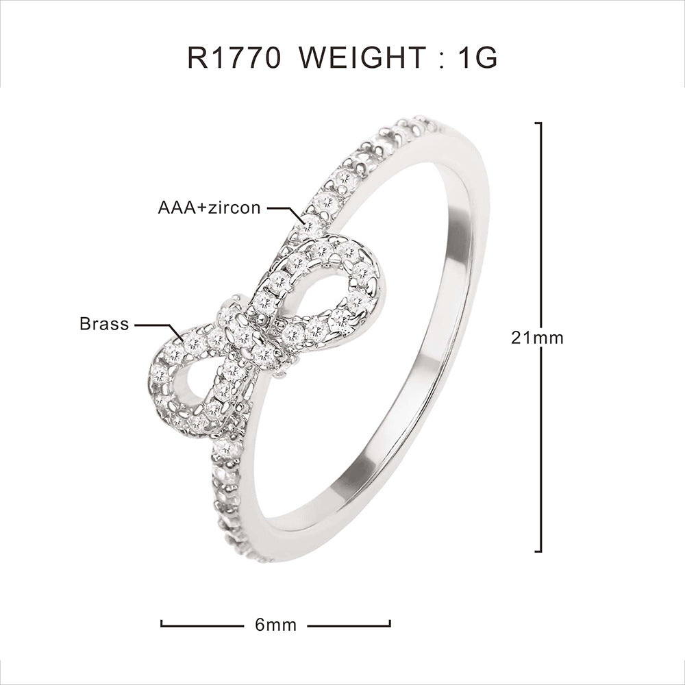 Bow Ring Copper Plating K Gold Micro-inlaid