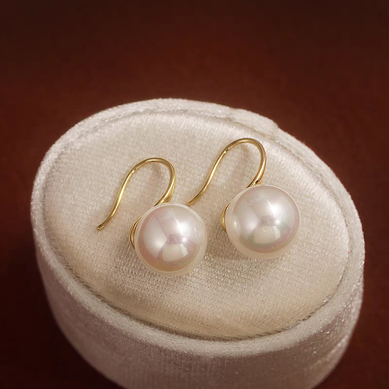 1 Pair S925 Sterling Silver High Heel Hook Large Shell Pearl Drop Earrings, Elegant & Versatile, Perfect For Daily, Party & Dating, Ideal Valentine's Gift