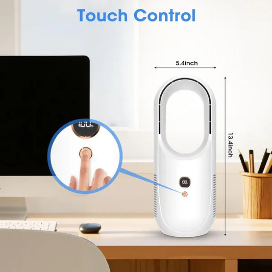 Portable Bladeless Desk Fan, Rechargeable Small Personal Cooling Table Fan With 6 Speed Modes, Quite Fan With LED Panel For Bedroom, Home, Office