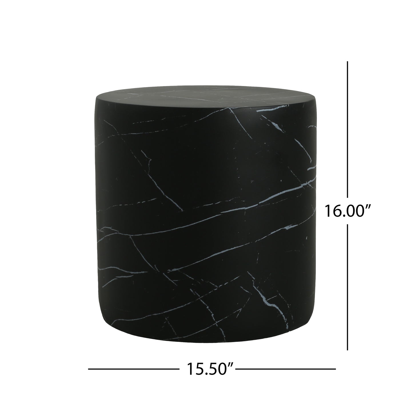 Outdoor Lightweight Concrete MGO Side End Table , Living Room Accent Table,Black Marble