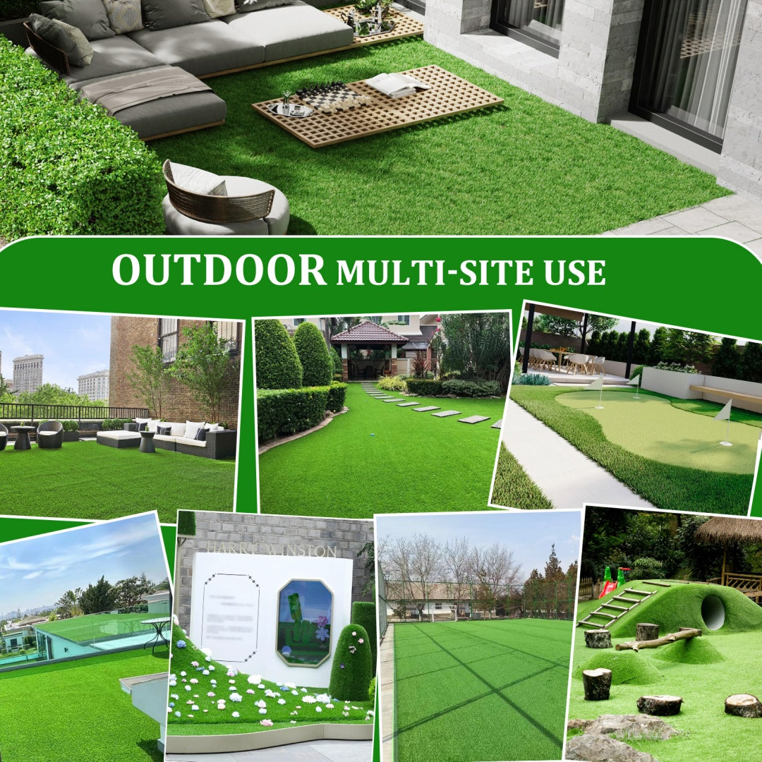 3FTX10FT Outdoor Artificial Grass Runner Rug, Thick Realistic Fake Grass Roll Decor Patio Balcony Garden Lawn, Dog Pets Turf Drain Mat, 1.38 Pile Height