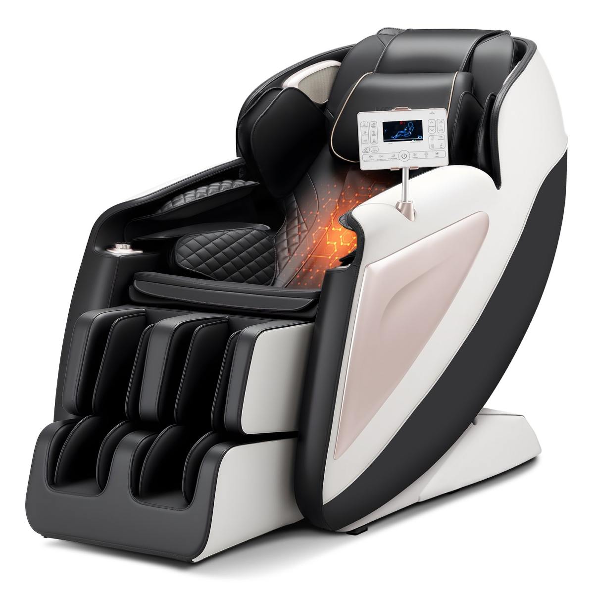 Massagesessel Ganzkörpermassagesessel Zero Gravity Mit SL-Schiene & 18 Auto-Modi, Relaxsessel Mit Heizung & Einziehbarem Pedal & 36 Airbags & Fußrolle & LCD-Bildschirm, Massagestuhl 3D-Massage