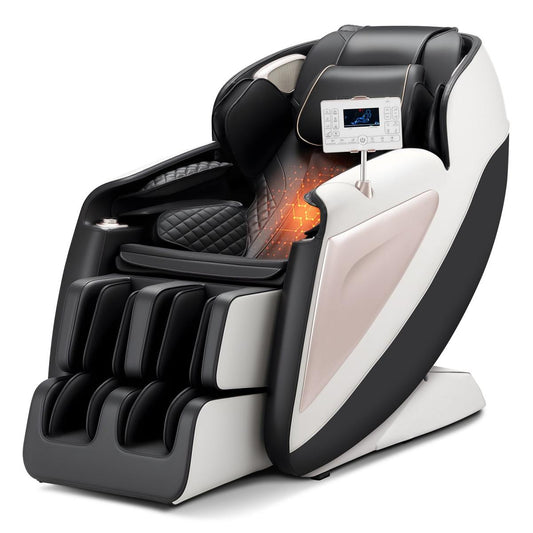 Massagesessel Ganzkörpermassagesessel Zero Gravity Mit SL-Schiene & 18 Auto-Modi, Relaxsessel Mit Heizung & Einziehbarem Pedal & 36 Airbags & Fußrolle & LCD-Bildschirm, Massagestuhl 3D-Massage
