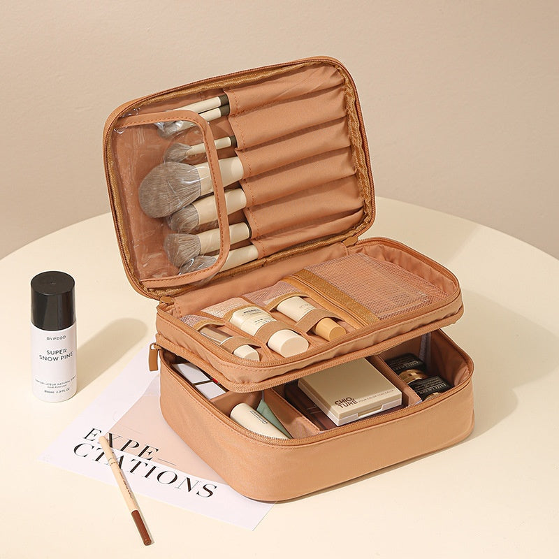 Portable Oxford Cloth Makeup Bag With Dividers