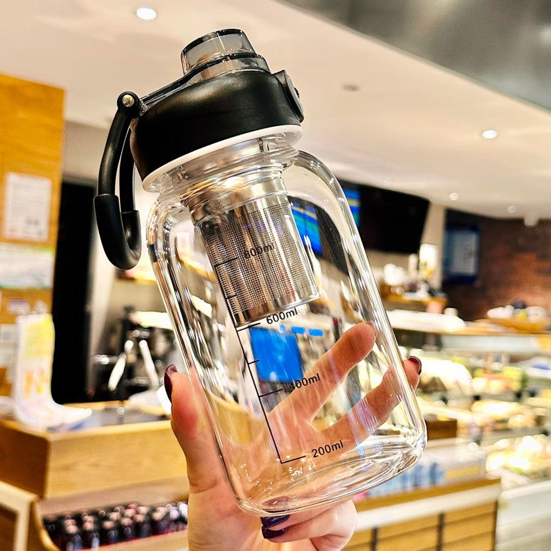 Extra-large Glass Cup With A Tea-water Separation Compartment