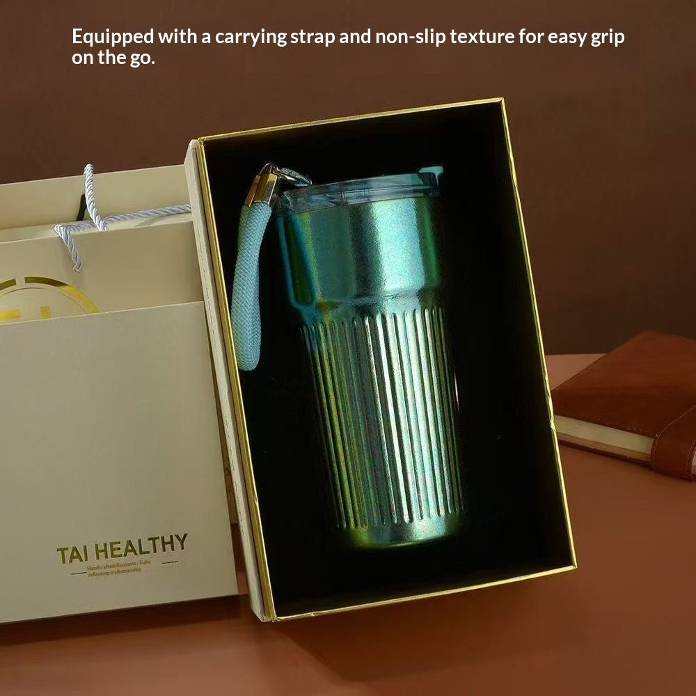 Portable New-style Pure-titanium Insulated Cup With A Carrying Strap